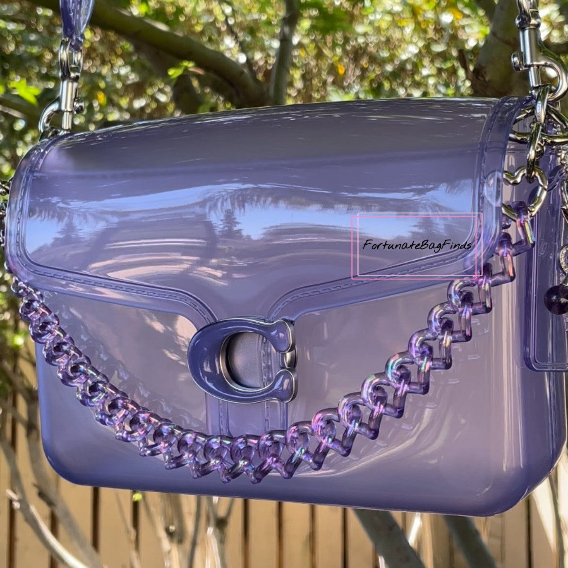 Violet Purple Triple Hearts Novelty Resin Bag Purse Chain Strap