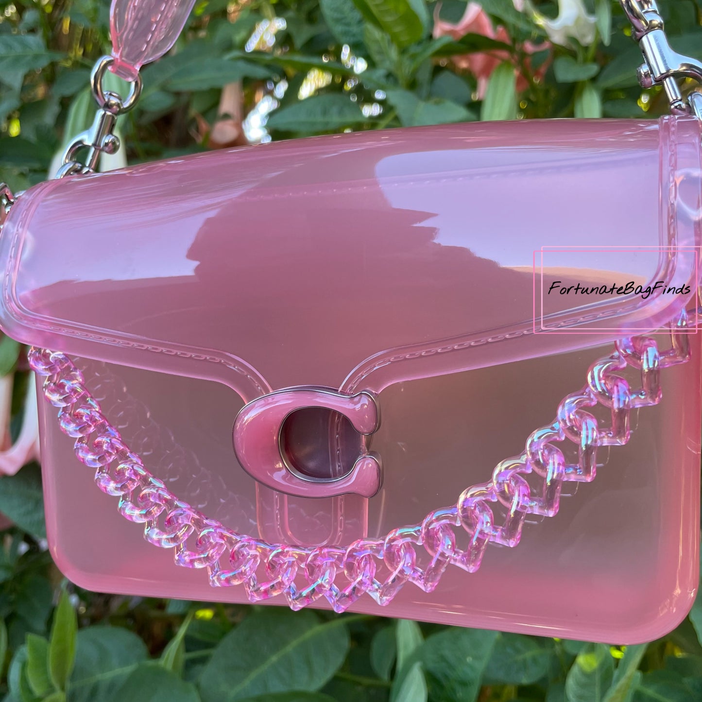 Hot Pink Triple Hearts Novelty Resin Bag Purse Chain Strap
