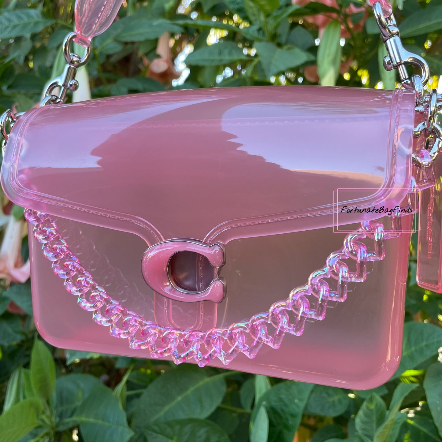 Hot Pink Triple Hearts Novelty Resin Bag Purse Chain Strap