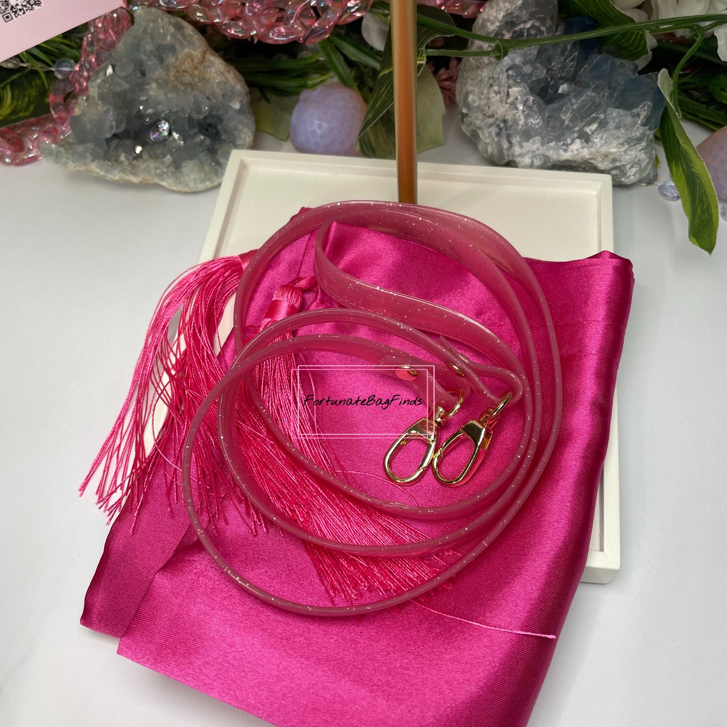 Fortunate Bag Finds Pink Glitter Jelly Hot Pink Heart Crossbody Bag Purse