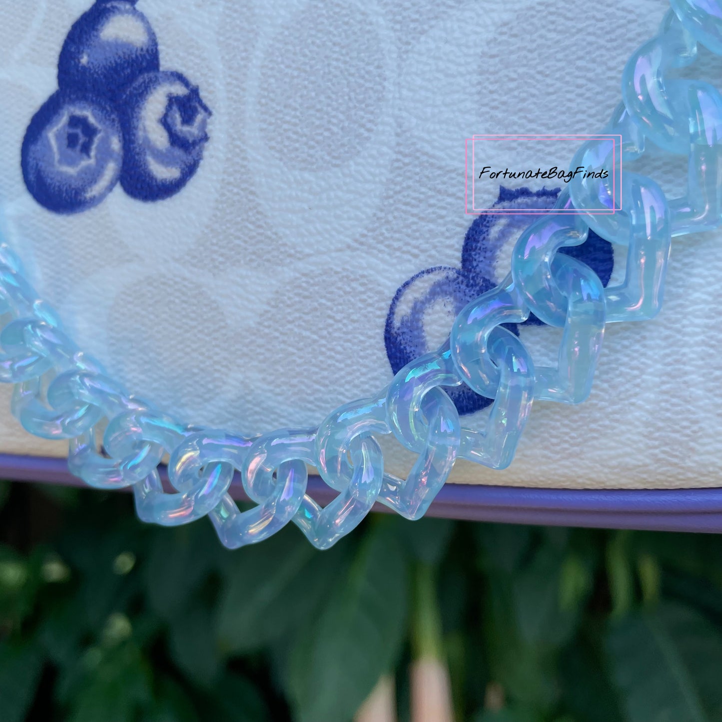 Blueberry Milk Triple Hearts Novelty Resin Bag Purse Chain Strap