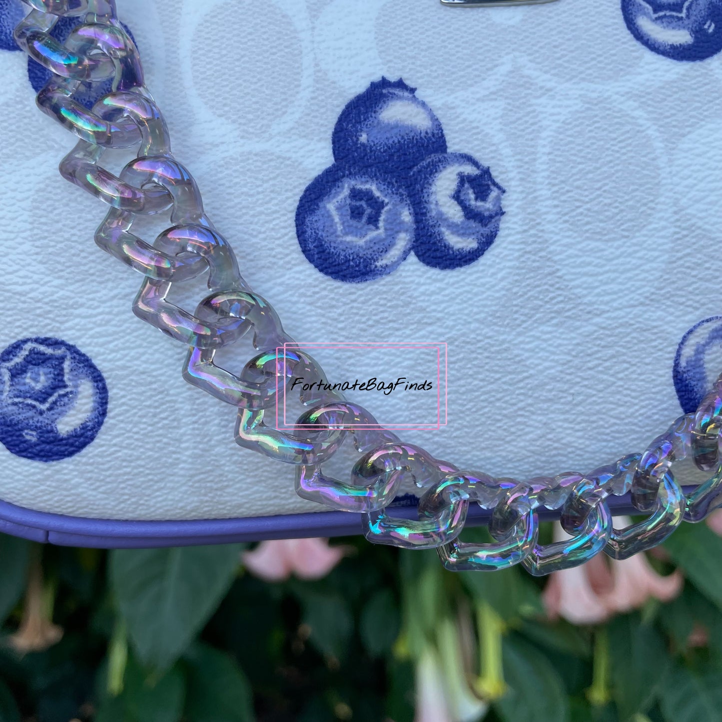 Smoky Black Rainbow Triple Hearts Novelty Resin Bag Purse Chain Strap