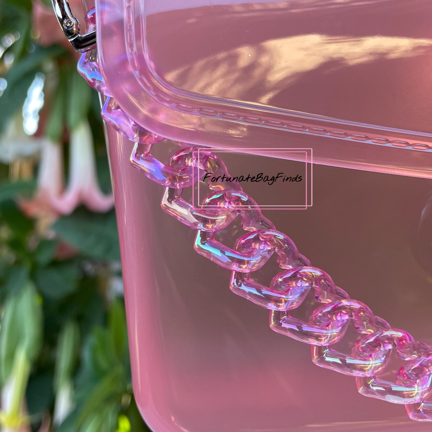 Hot Pink Triple Hearts Novelty Resin Bag Purse Chain Strap