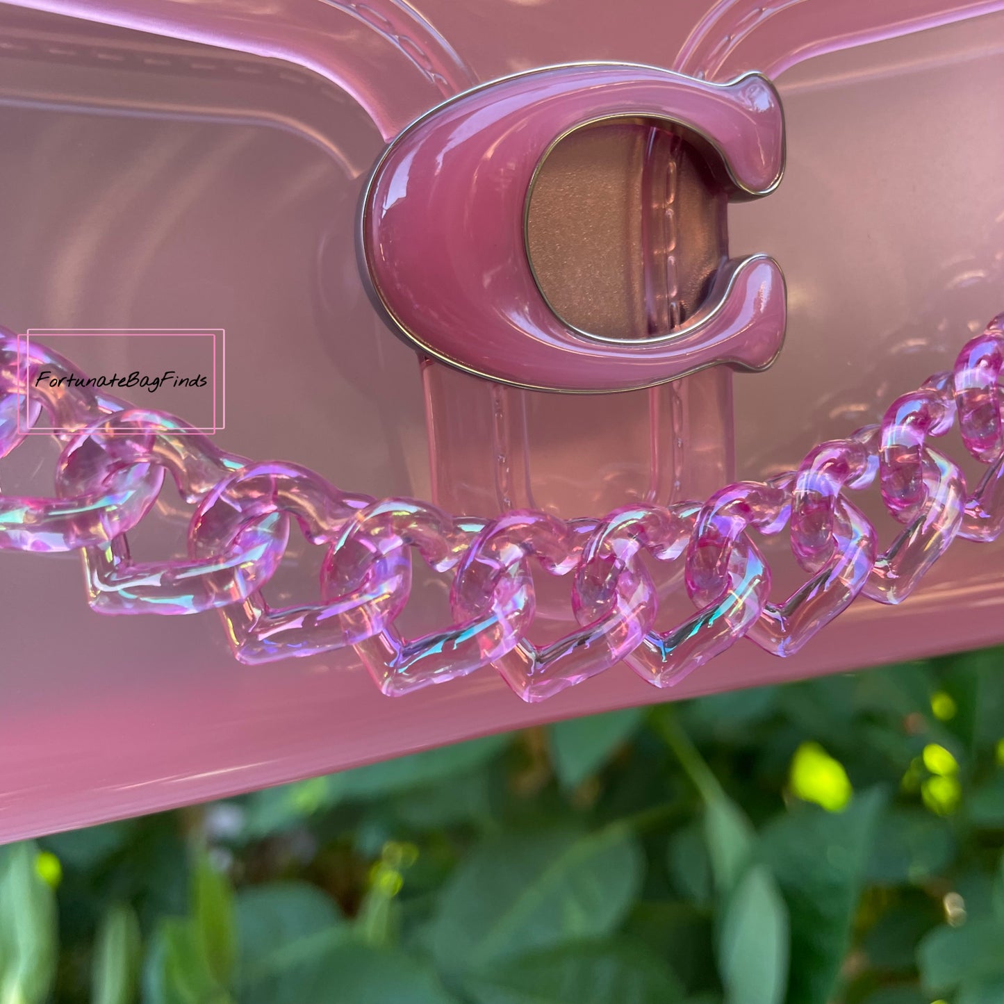 Hot Pink Triple Hearts Novelty Resin Bag Purse Chain Strap