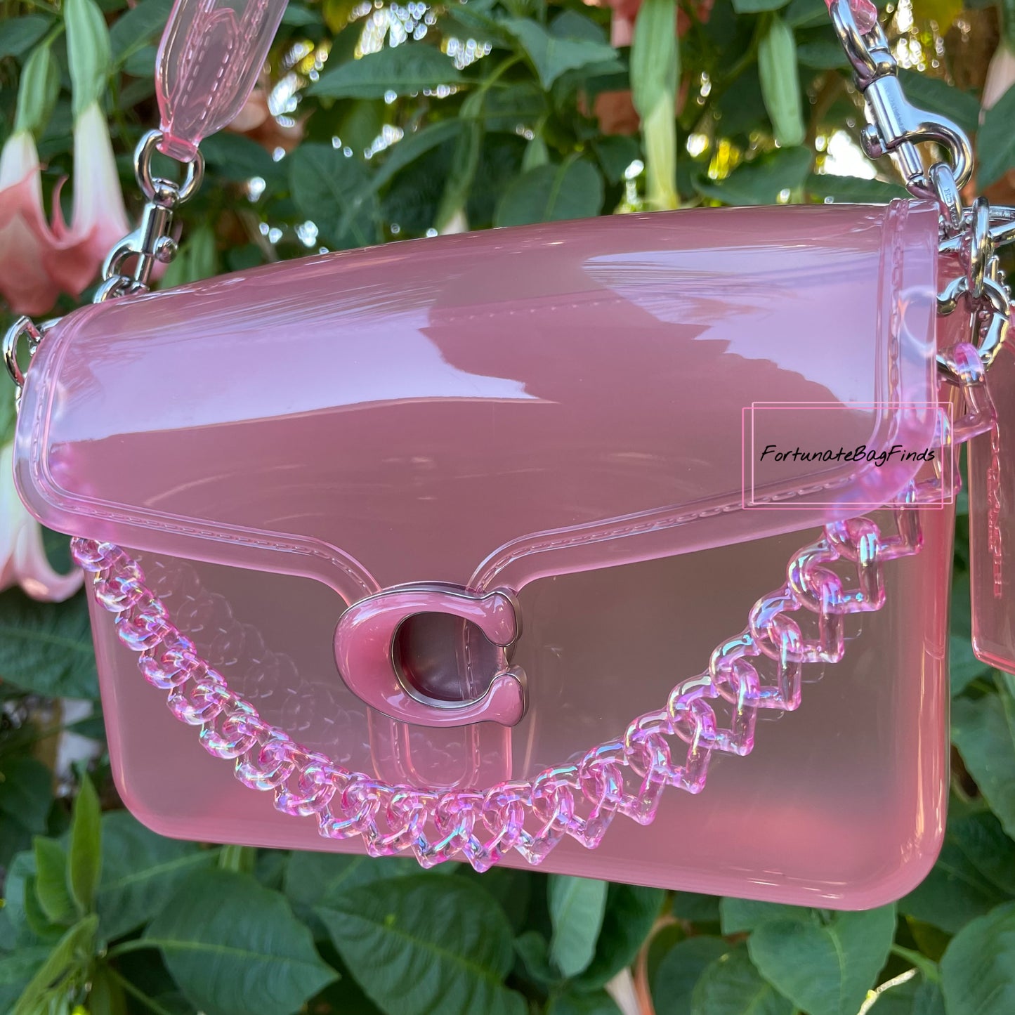 Hot Pink Triple Hearts Novelty Resin Bag Purse Chain Strap