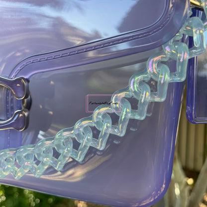Blueberry Milk Triple Hearts Novelty Resin Bag Purse Chain Strap