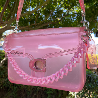 Light Baby Pink Pearl Triple Hearts Novelty Resin Bag Purse Chain Strap