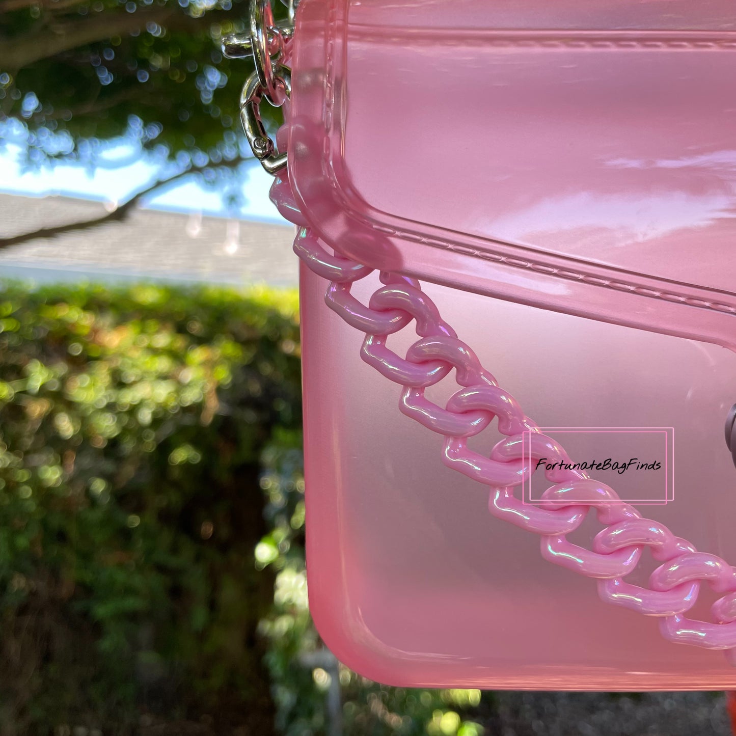 Light Baby Pink Pearl Triple Hearts Novelty Resin Bag Purse Chain Strap