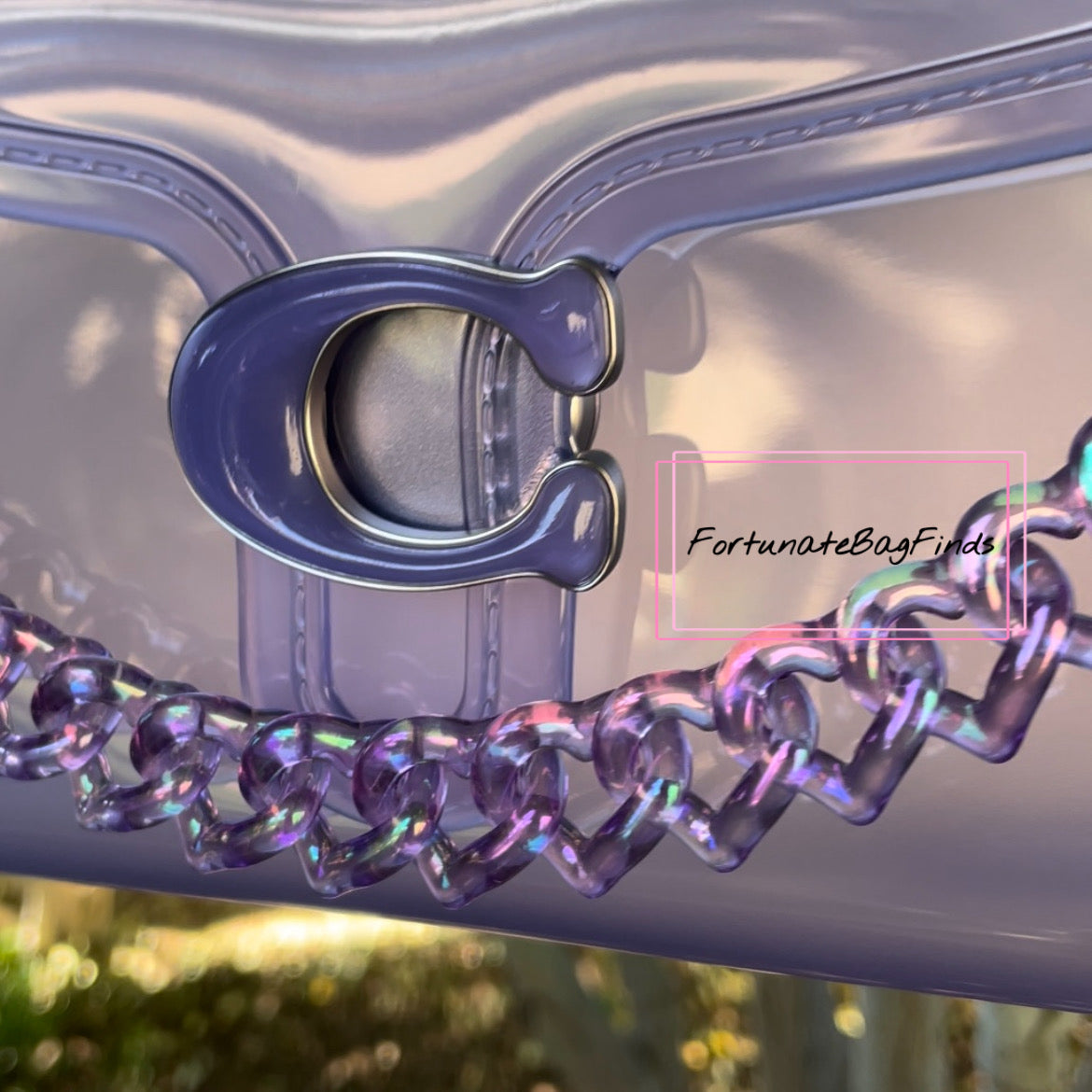 Violet Purple Triple Hearts Novelty Resin Bag Purse Chain Strap