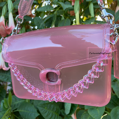 Hot Pink Triple Hearts Novelty Resin Bag Purse Chain Strap