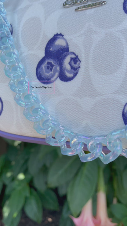 Blueberry Milk Triple Hearts Novelty Resin Bag Purse Chain Strap